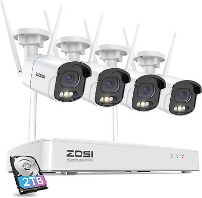 #ad ZOSI H.265 4MP 8CH NVR WiFi Security AI Detection 2.5K Camera System 2TB HDD $269.99