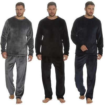 #ad Mens Soft Fleece Pajamas Polished Premium Quality Long Lounge Set Nightwear $36.99