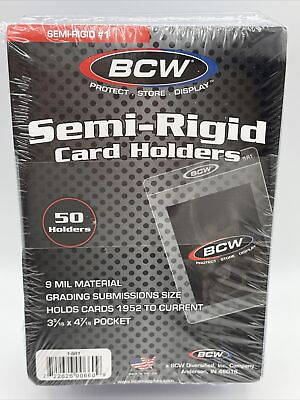 #ad BCW Semi Rigid Card Holders #1 1 Pack of 50 Sleeves for Graded Card Submissions $6.54
