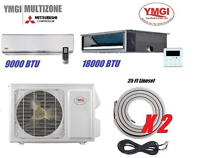 #ad YMGI 27000 BTU 2 Zone Ductless Mini Split Air Conditioner Heat Pump LK652 $3559.00