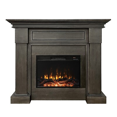#ad #ad 50 Inch Classic Gray Electric Fireplace with Mantel Fireplace Remote Control $659.99