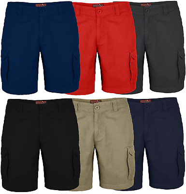 #ad Men#x27;s Cargo Shorts 6 Pocket Combat Flat Front Chino Half Pants Waist Size 32 44 $16.85