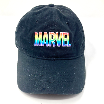 #ad Disney Pride Edition Marvel Rainbow Letter Baseball Cap Adjustable Black Symbols $31.87