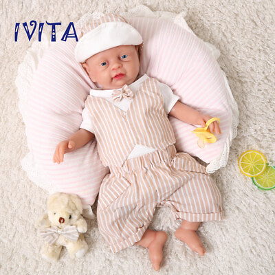 #ad IVITA 18#x27;#x27; Silicone Reborn Doll Newborn Baby Boy Can Take Pacifier 3500g Toy $245.00