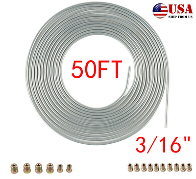 #ad 3 16quot;OD 50FT Zinc Steel Brake Line Tubing Roll Coil And Fitting Kit 16Fittings $34.18