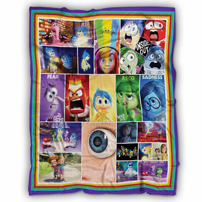 #ad Inside Out Blanket Inside Out Cartoon Movies Fleece Sherpa Blanket $75.95