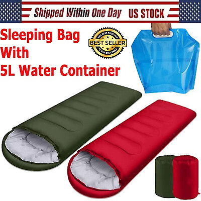 #ad 2023 4 Season Outdoor Envelope Sleeping Bagamp;Water Bag Warm Adult Camping Hiking $9.90