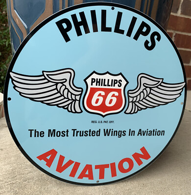 #ad Vintage Style Phillips 66 Aviation Wings Oil Gas Steel Metal Sign $55.00