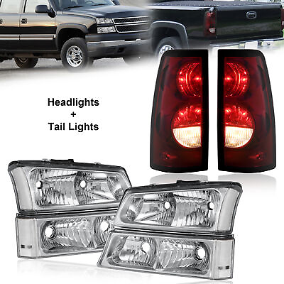 #ad Clear Lens Headlights amp; Smoke Tail Lights Assembly For 03 06 Silverado 1500 2500 $121.99
