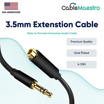 #ad 3.5mm Audio Extension Cable Headphone Stereo Cord Male to Female AUX Car MP3 lot $4.85