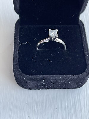 #ad .60 CT PRINCESS CUT DIAMOND SOLITAIRE ENGAGEMENT RING 14K WHITE GOLD $699.00