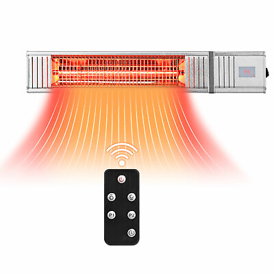 #ad 1500W Infrared Patio Heater w Remote Control amp; 24H Timer Indoor Outdoor Silver $89.99