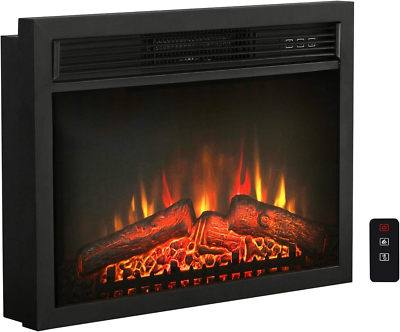 #ad #ad 24 Inch Electric Fireplace Insert 1400W Embeddedamp;Freestanding Realistic Log Flam $148.99