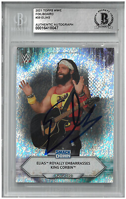#ad Elias Signed Autograph Slabbed 2021 WWE Topps Foil Card Beckett BAS $125.00
