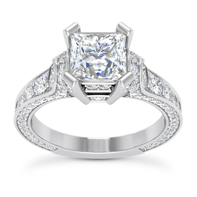#ad 2.50 Carat VS2 E Lab Created Princess Cut Diamond Engagement Ring 14k White Gold $1750.00