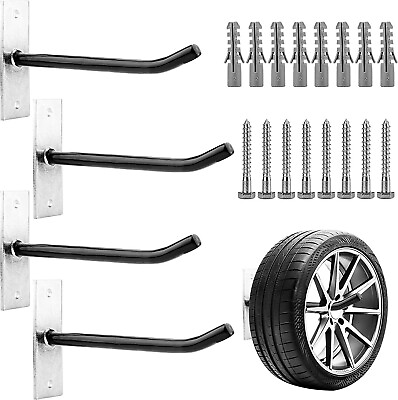 #ad CARTMAN Heavy Duty Steel Garage Wall Mount Tire Wheel Storage Rack 4 Pack $24.95