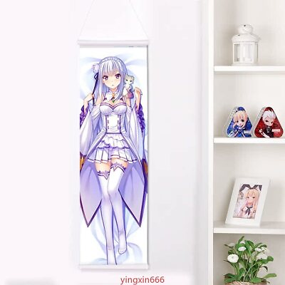 #ad Re:Zero Emilia Anime Poster HD 150*50cm Art Wall Scroll Home Decor Gift $25.99