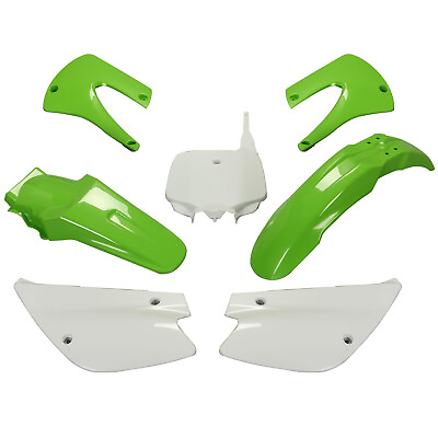 #ad For Kawasaki KX85 KX100 Restyled Plastics Kit Bodywork Parts Green White 01 13 $78.90
