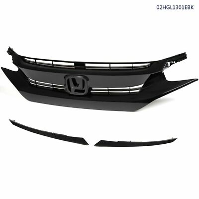 #ad Fit For 2016 2018 HONDA CIVIC Mesh Grille Front Hood Grille Factory Style New $54.40