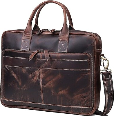 16 quot; Leather Laptop Briefcase Messenger Bags Men and Women Best Office College $95.14