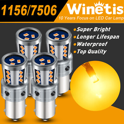 #ad 4X BA15S P21W LED Canbus No Error 18SMD 1156 7506 Turn Signal Light Amber Bulbs $18.94