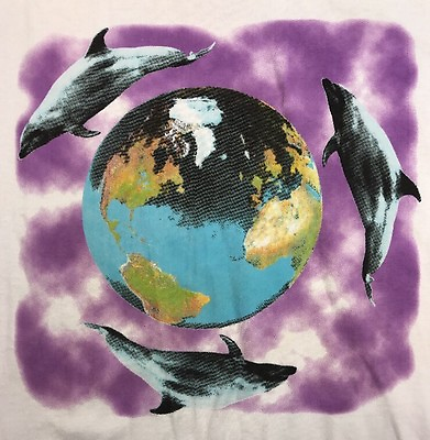 #ad Flying Dolphins World Trip Trippy Trippin White Tee T Shirt Men#x27;s XL New $13.37