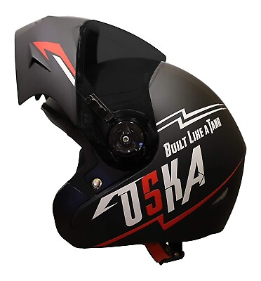 #ad Oska ISI Certified Flip Up Reflective Helmet in Black Matt Finish $97.52
