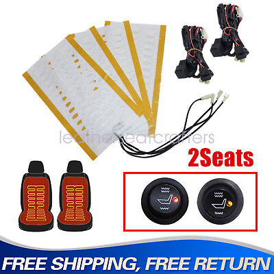 #ad 12V Universal Carbon Fiber Car Heated Seat Heater Kit with Round Switch $38.19