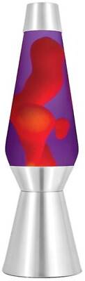 #ad Lava® Lamp Grande 27quot; Yellow Wax Purple Liquid Silver Base amp; Cap New Deco $114.99