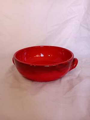 #ad Red Bowl Serving Casserole Fabrique en Italie Terra Cotta Red Glaze 9.5in 3in D $14.99