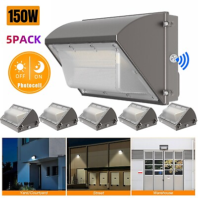 #ad 5 Pack 150W LED Wall Pack Light Dust to Dawn Sensor Outdoor Security Fixture 5KK $421.90