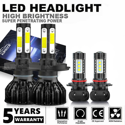 #ad 4 Sides 6000K LED Headlight High Low Beam Fog Bulbs For Toyota Tundra 2000 2006 $39.98