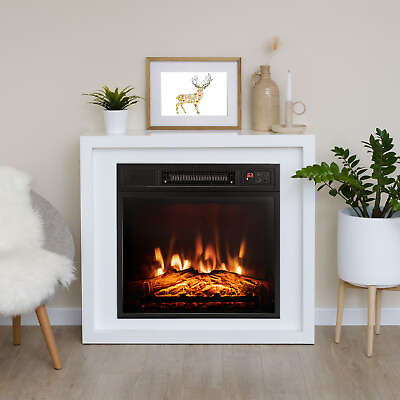 #ad 18quot; Electric Fireplace Freestanding amp; Wall Mounted Heater Log Flame Remote $119.99