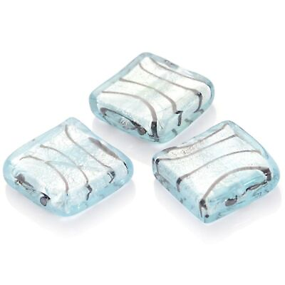#ad Lampwork Glass Spacer Beads Square Silver Foil Jewelry Making Accessories 10Pcs $9.46