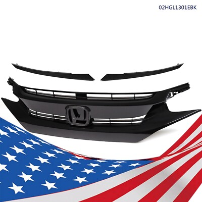 #ad Black Mesh Grille Front Hood Grille Fit For 2016 2018 HONDA CIVIC Factory Style $54.49