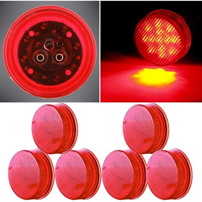 #ad 6Pcs Red 2.5quot; Round 13 LED Truck Trailer Light Side Marker Clearance Light $19.94