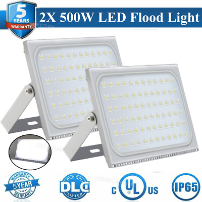 #ad 2 Pack 500Watt LED Flood Light Bright LED Stadium Light Cool White Garage Patio $136.99