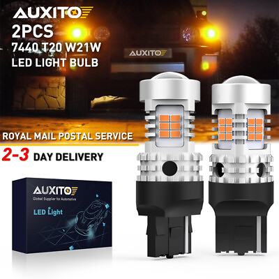 #ad AUXITO 7440 Amber LED Turn Signal Light Bulbs Anti Hyper Flash Error Free CANBUS GBP 20.99