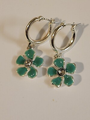 #ad Blue Daisy Dangle Earrings $10.00
