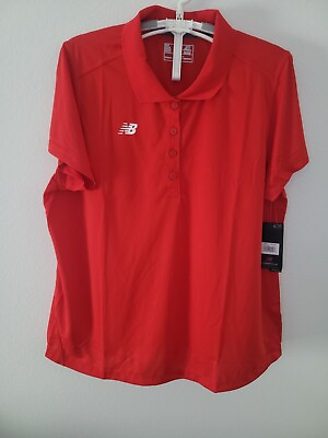 #ad NWT New Balance Womens Performance Tech Polo Athletic 2XL DRY Sport Shirt Red $25.00
