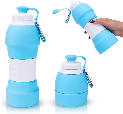 #ad Collapsible Water Bottle Upgrade Leak Proof Reusable BPA Free Silicone Sports B $10.79
