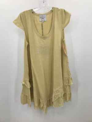 #ad Pre Owned Area Stars Yellow Size Small Knee Length Short Sleeve Dress $87.99