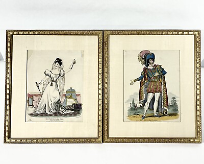 #ad Pair Mid 19th C Framed O Hodgson Lithograph Prints Kemble as Romeo amp; Juliet $295.00