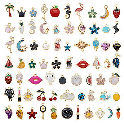 #ad 60pcs Bulk Mini Alloy Enamel Charm Pendant Bracelet Dangle Jewelry Making 1 3cm $8.79