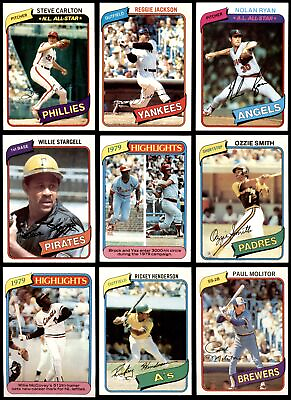 #ad 1980 Topps Baseball Complete Set 7 NM $1240.00