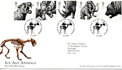 #ad GB 2006 ICE AGE ANIMALS FIRST DAY COVER LOT 11624 GBP 2.40