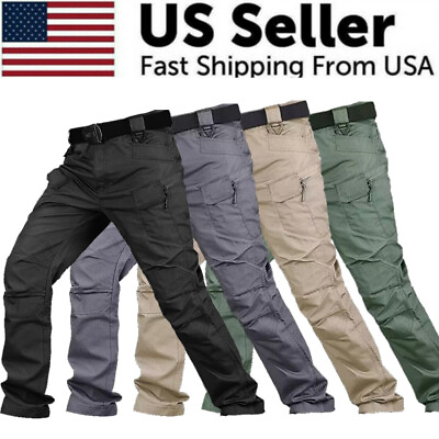 #ad #ad Tactical Mens Cargo Pants Waterproof Work Hiking Combat Outdoor Trousers Pants $9.97