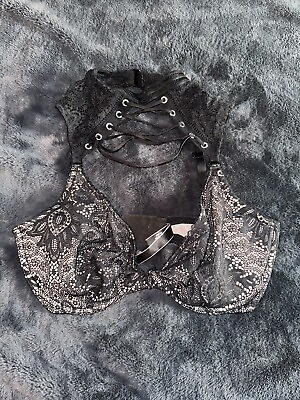 #ad Black Strappy Victoria Secret Very Sexy Unlined Plunge Bra 36DD $25.00