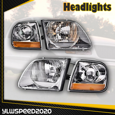 #ad Pair Clear Headlights w Corner lights Fit For 97 03 Ford F150 99 02 Expedition $49.88