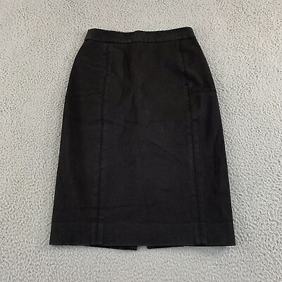 #ad J Crew 769 Madison Skirt 2 Black Pencil Straight Silk Lined Stretch Zip Women $19.18
